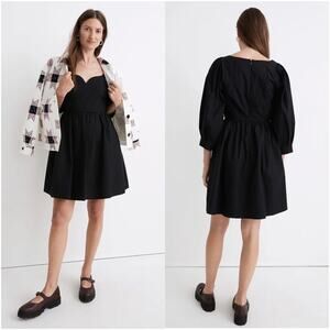 NWT Madewell Poplin Puff-Sleeve Mini Dress